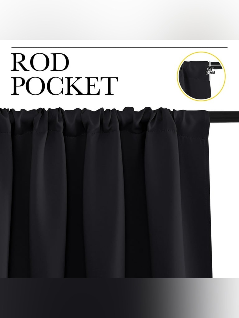 NICETOWN Pitch Black Solid Thermal Insulated Grommet Blackout Curtains 63inch - Picture 4 of 7